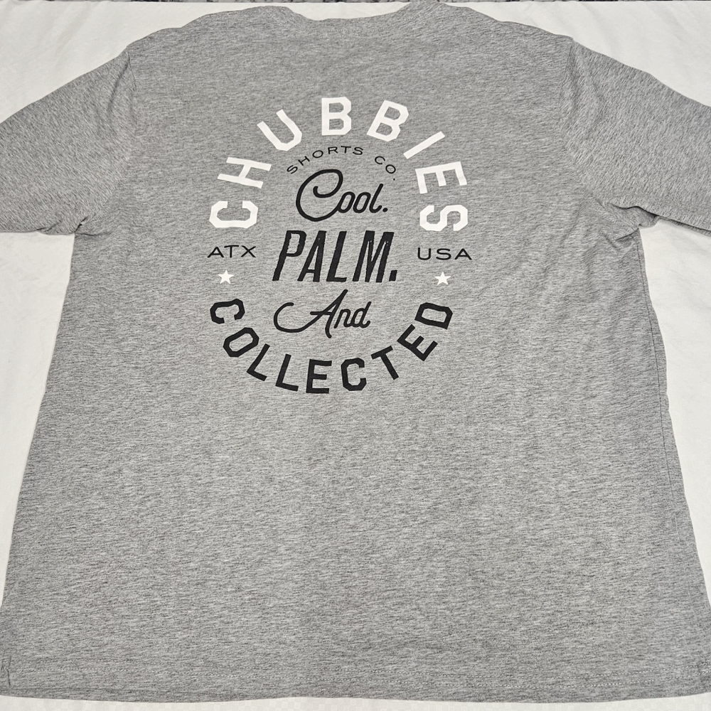 Chubbies Mens Graphic Tee, Cool Palm & Collected, 2x Gray Beach Swimwear
